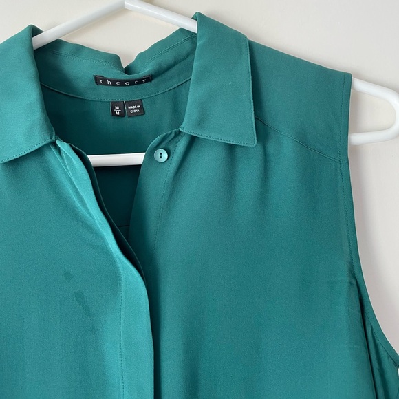 Theory green silk sleeveless blouse: size M - Picture 7 of 7